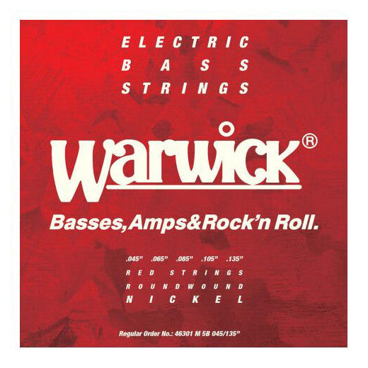 Warwick 46301 Red Label 45-135 Long Scale Nickel 5-String Bass Strings