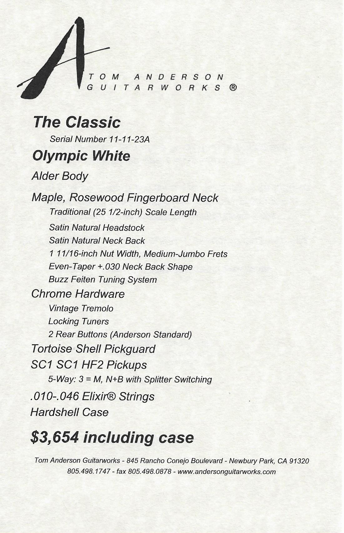 Anderson The Classic Olympic White / Rosewood