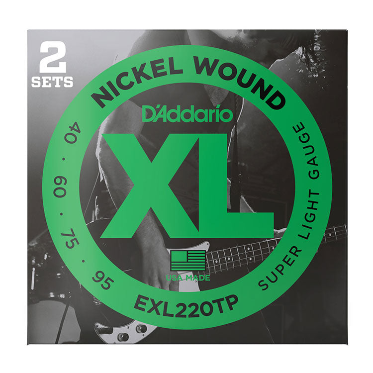 D'Addario EXL220TP Super Light, Long Scale, 40-95, XL Nickel Bass Strings 2-Pack