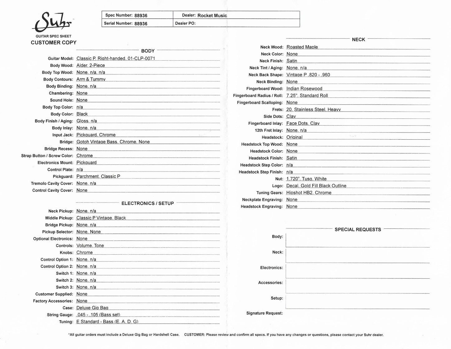 Suhr Classic P Black / Rosewood