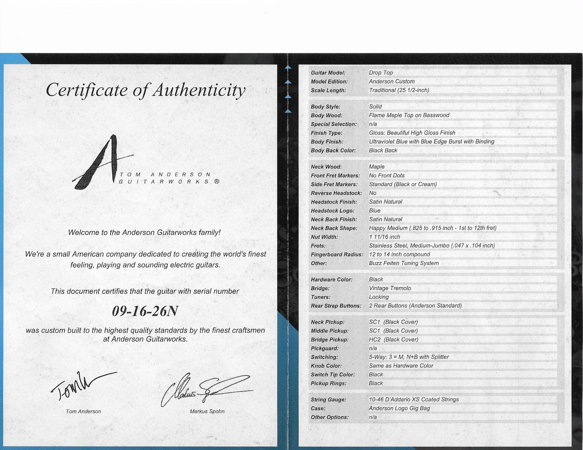 Anderson Drop Top Ultraviolet Blue with Blue Edge Burst