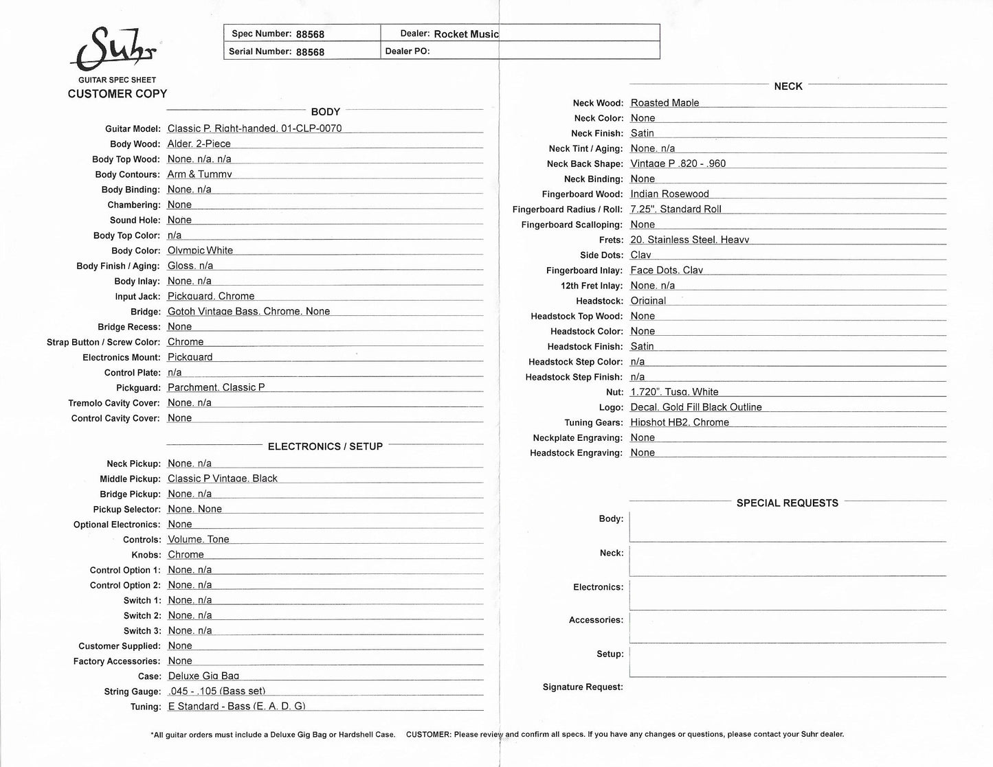 Suhr Classic P Olympic White / Rosewood