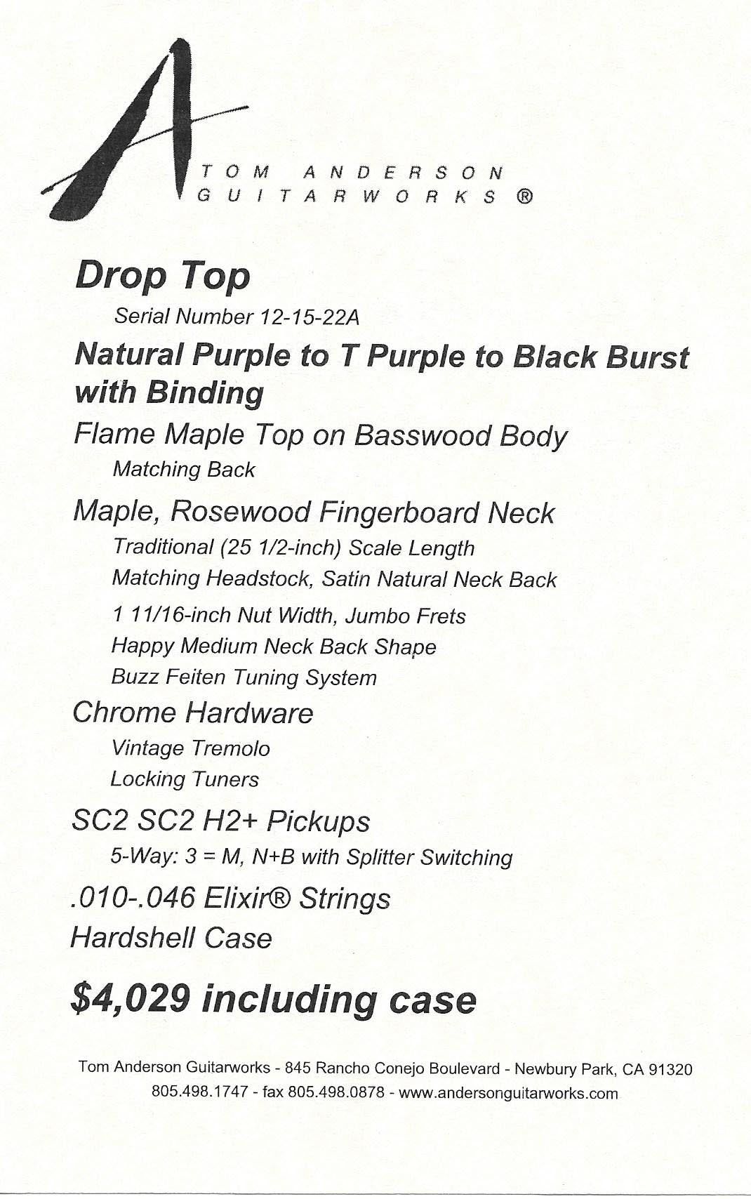 Anderson Drop Top Purple Burst