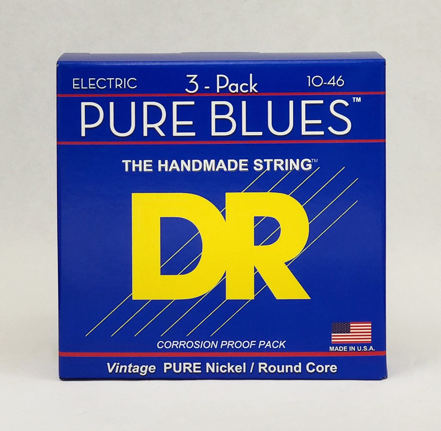 DR PHR-10-3PK Pure Blues Medium Nickel Electric Guitar Strings, 10-46, 3 Sets