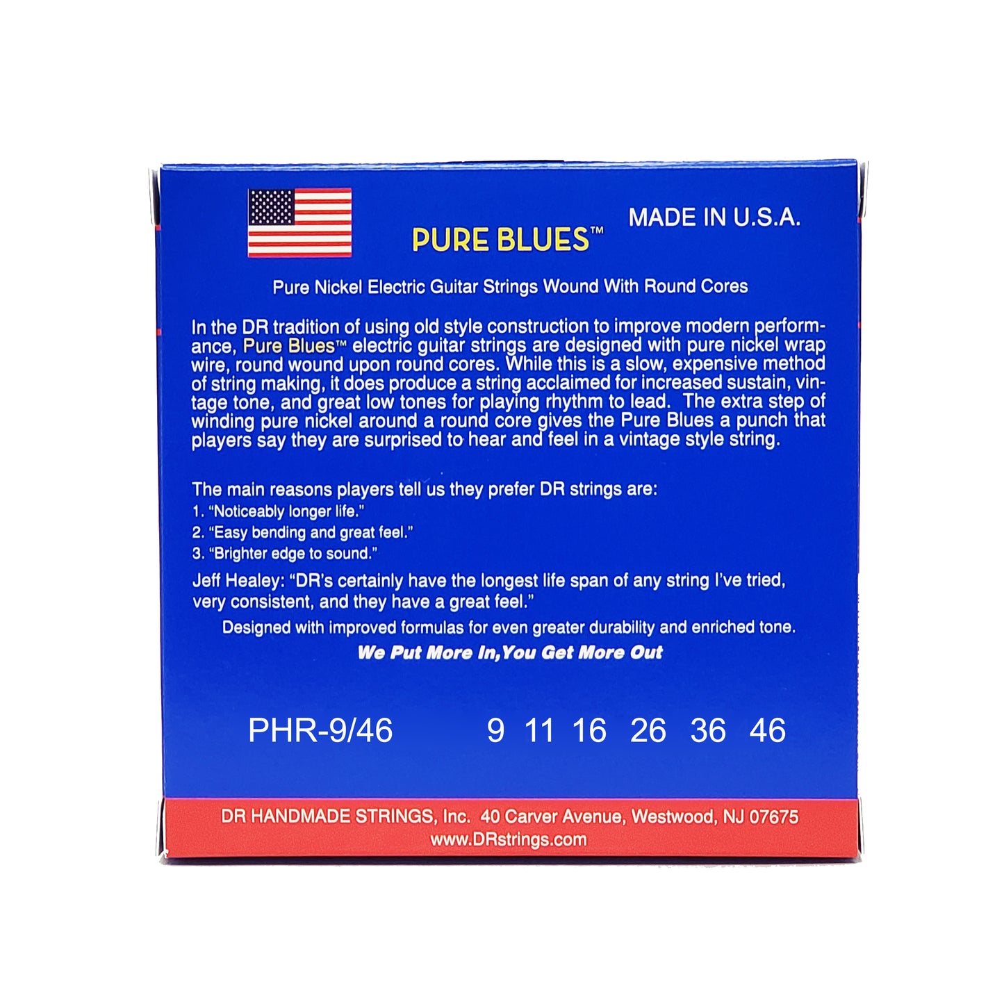DR PHR-9/46 Pure Blues Light-To-Medium Nickel Electric Guitar Strings, 9-46