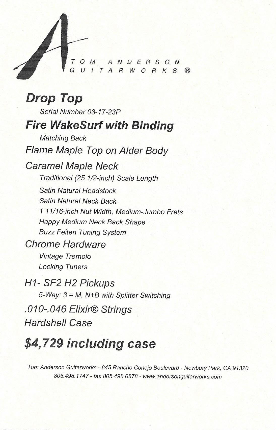 Anderson Drop Top Fire WakeSurf