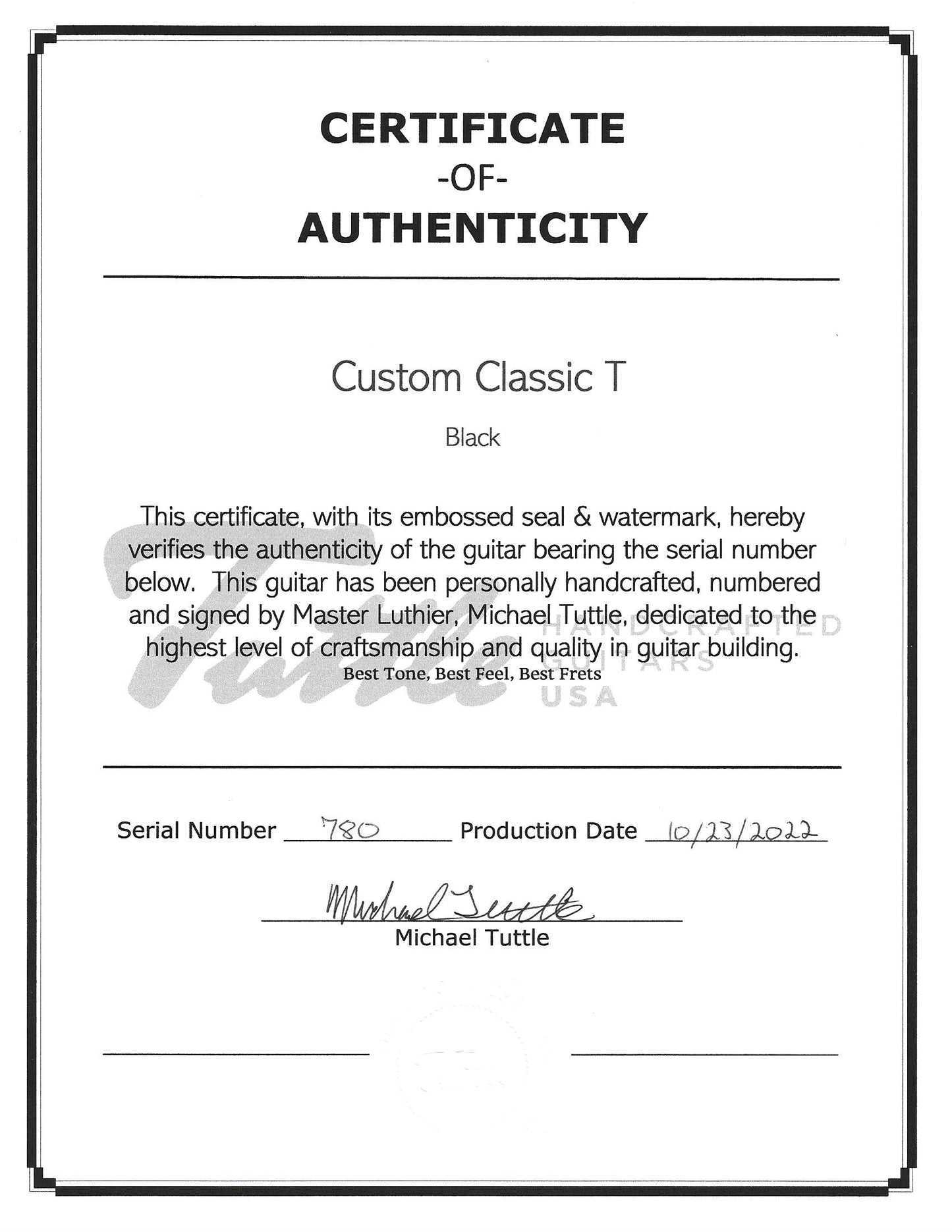Tuttle Custom Classic T Black