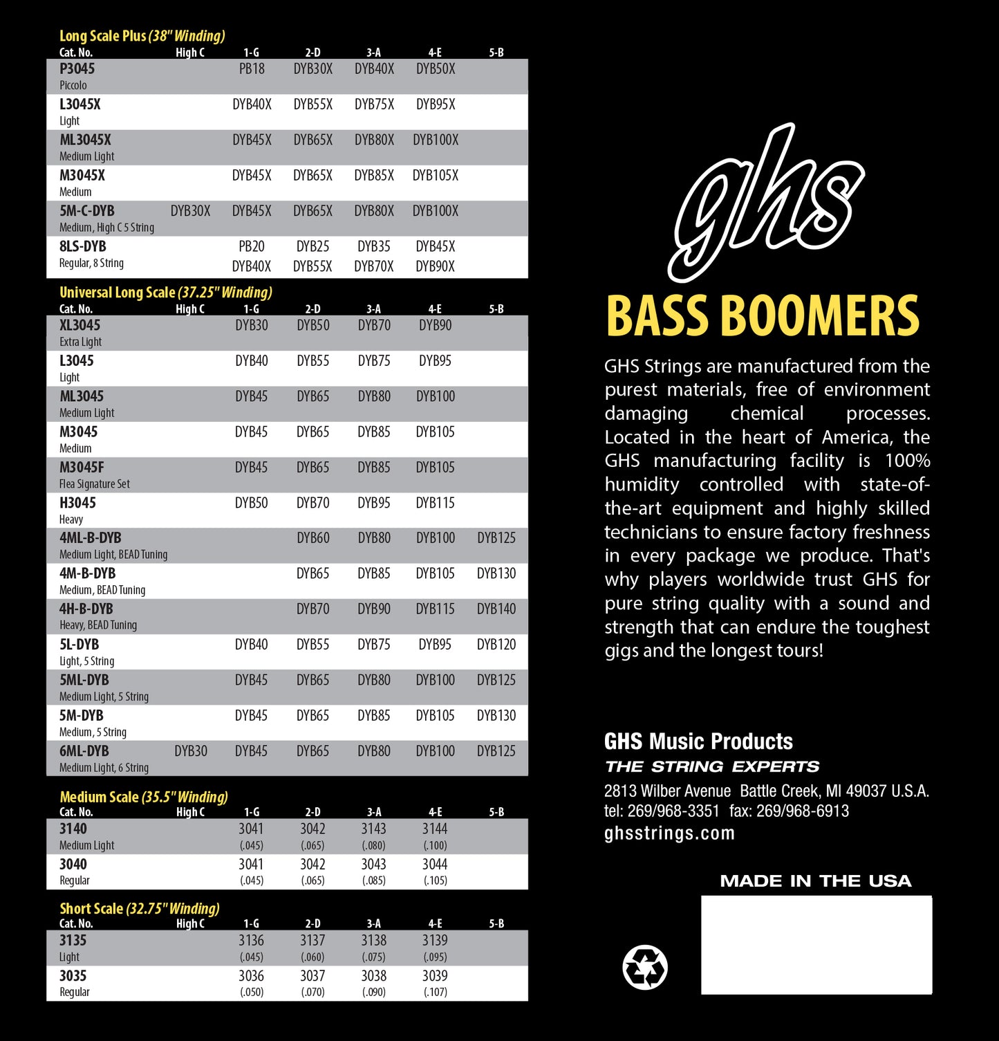 GHS Bass Boomers 6ML-DYB, 6-String 30-125