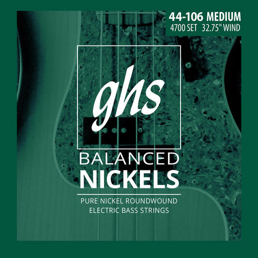 GHS Balanced Nickels, 4-String 44-106, Short Scale, 4700