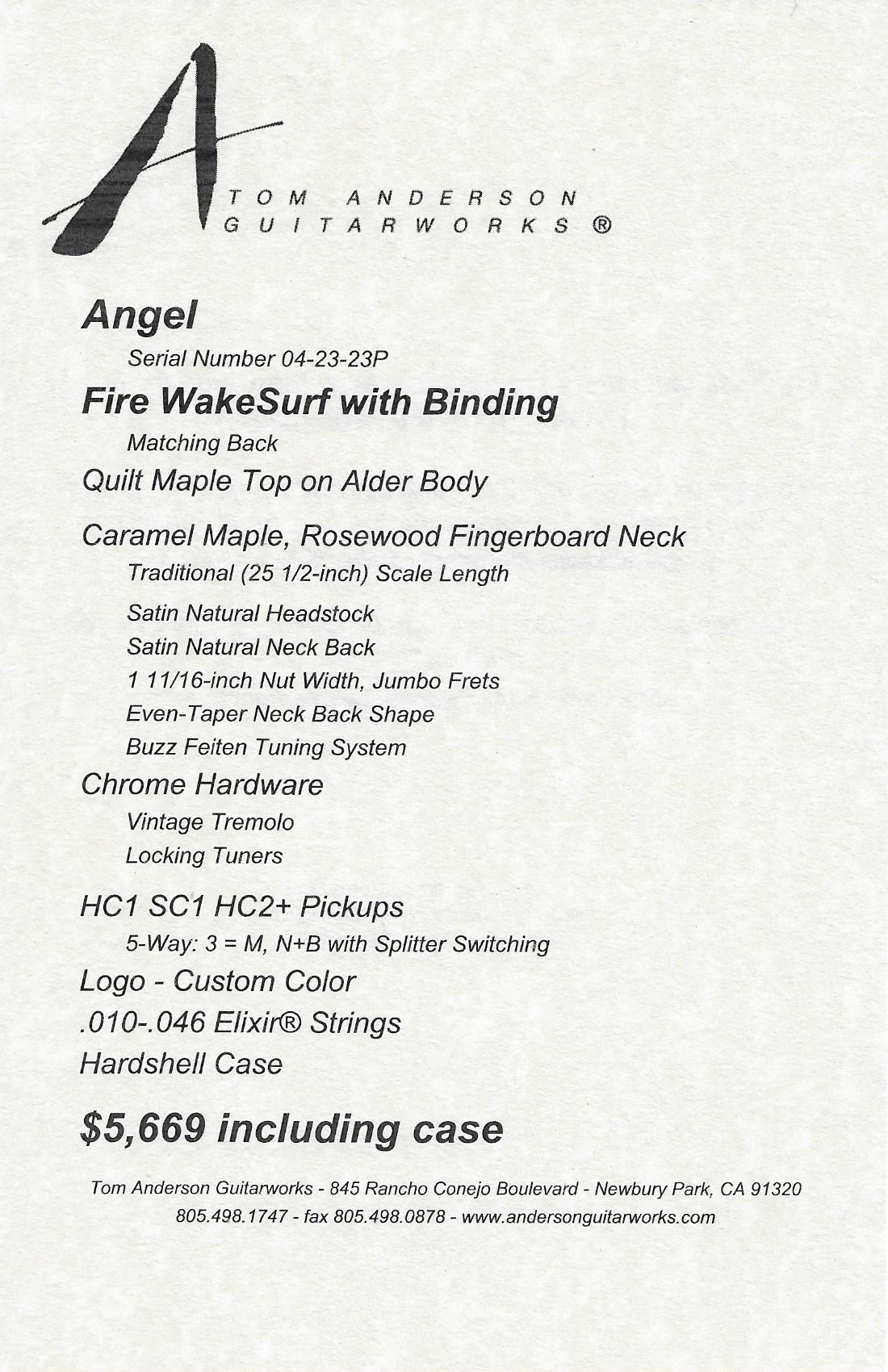 Anderson Angel Fire WakeSurf