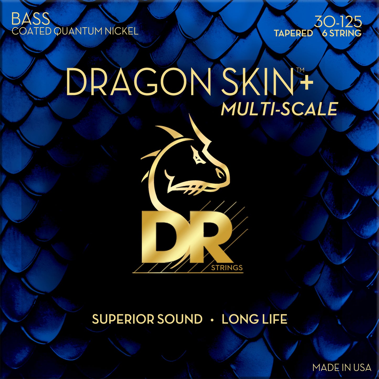 DR DBQM6-30 DRAGON SKIN+ Quantum Nickel Bass Strings, 6-String Medium 30-125, Tapered Multi-Scale