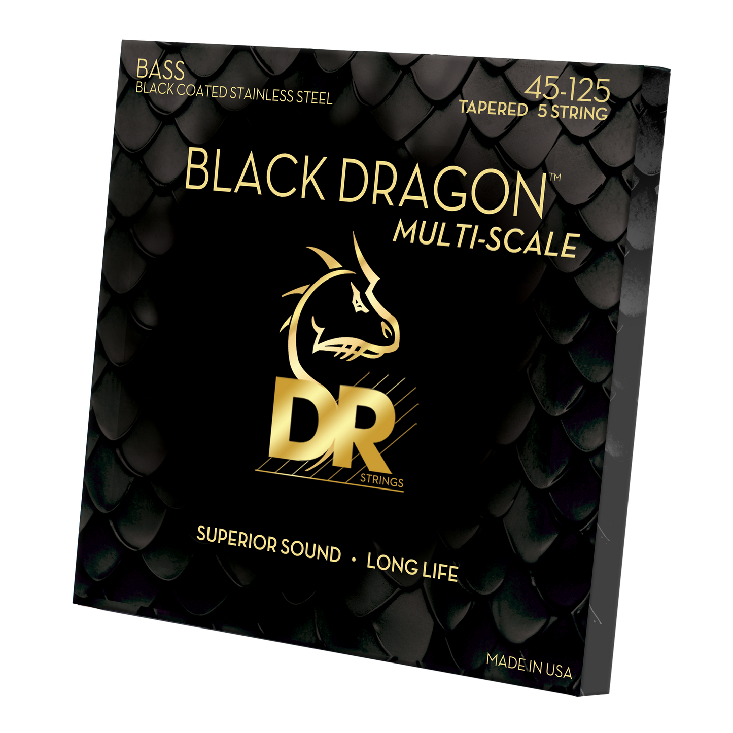 DR DBSMB5-45 BLACK DRAGON Steel Bass Strings, 5-String Medium 45-125, Tapered Multi-Scale