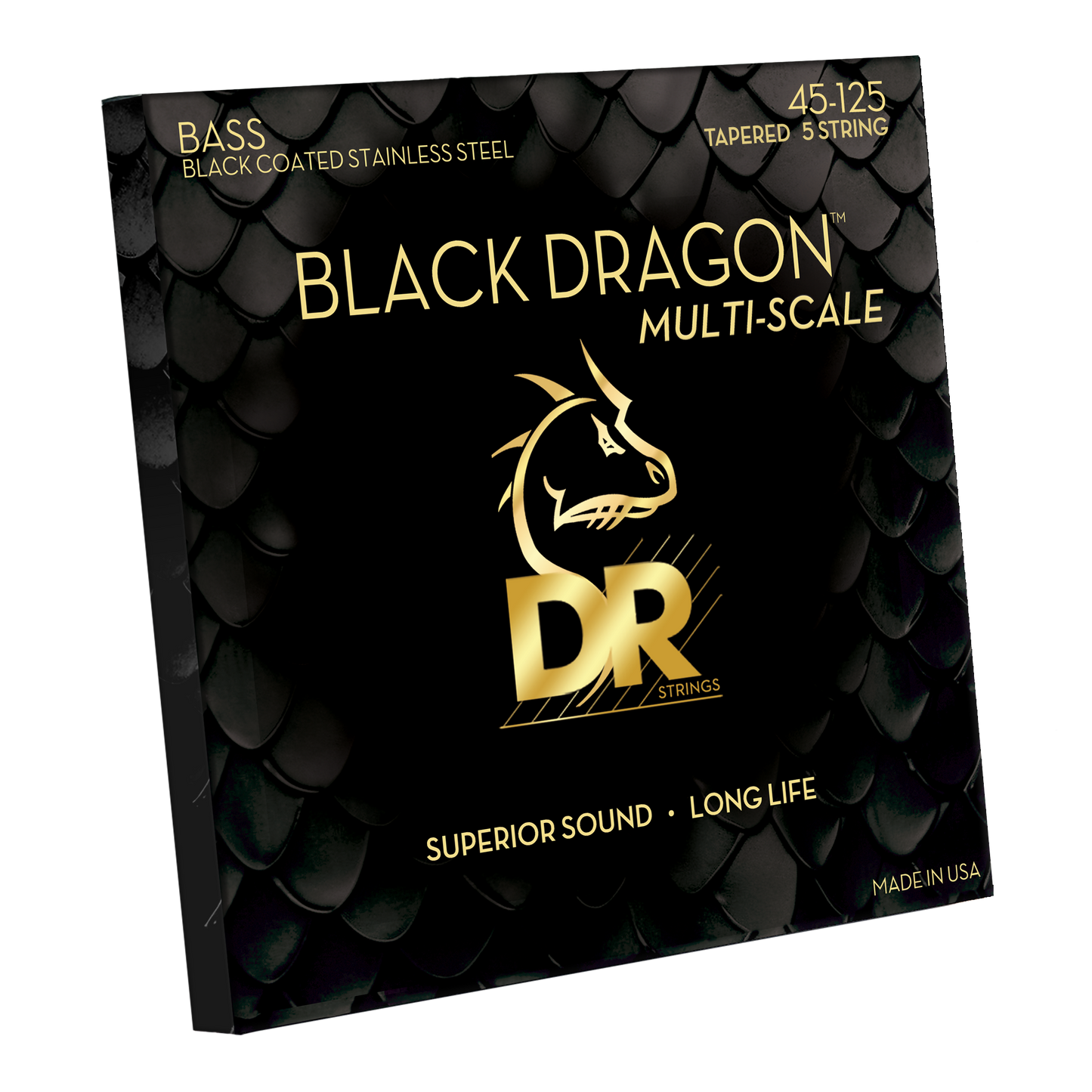 DR DBSMB5-45 BLACK DRAGON Steel Bass Strings, 5-String Medium 45-125, Tapered Multi-Scale