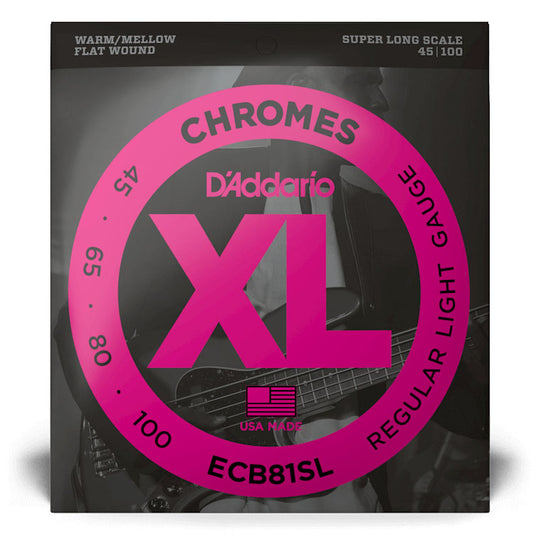 D'Addario ECB81SL XL Chromes Bass Guitar Strings, Light, 45-100, Super Long Scale