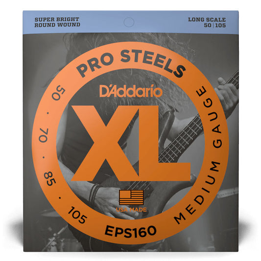 D'Addario EPS160 Medium, Long Scale, 50-105, XL ProSteels Bass Strings