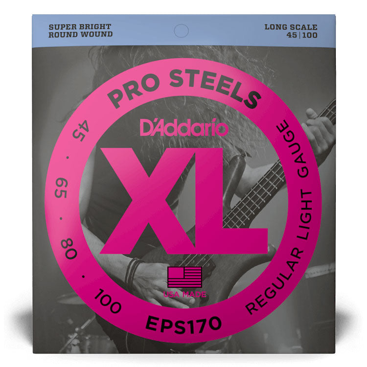 D'Addario EPS170 Regular Light, Long Scale, 45-100, XL ProSteels Bass Strings