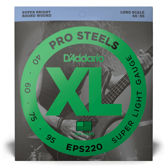 D'Addario EPS220 Super Light, Long Scale, 40-95, XL ProSteels Bass Strings