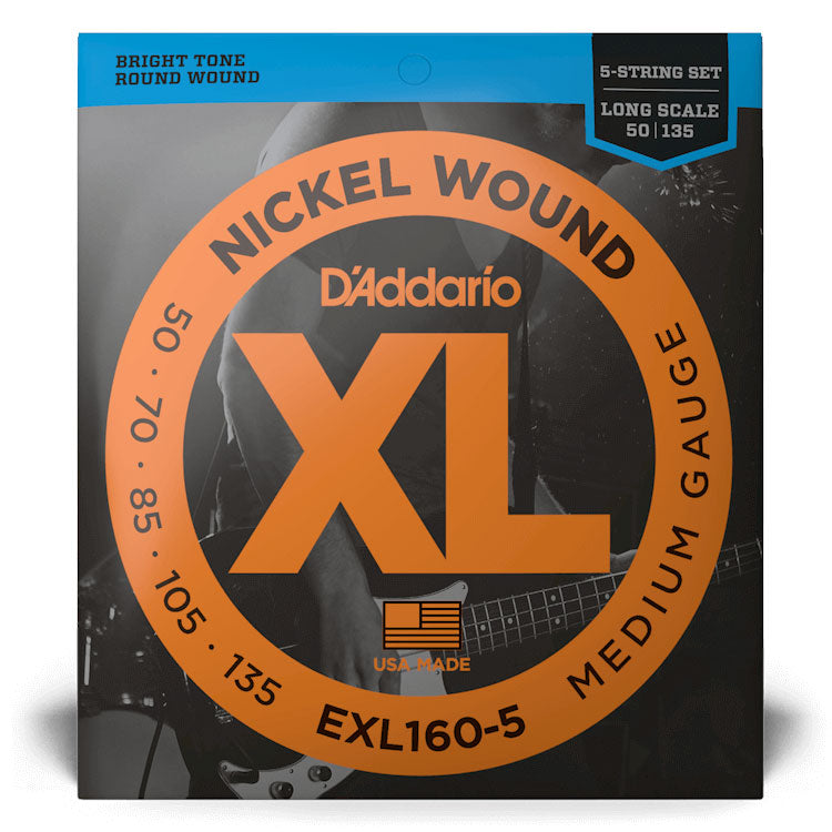 D'Addario EXL160-5 Medium 5-String, Long Scale, 50-135, XL Nickel Bass Strings