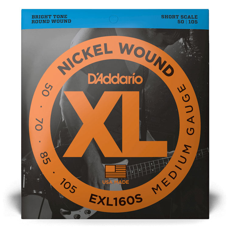 D'Addario EXL160S Medium, Short Scale, 50-105, XL Nickel Bass Strings