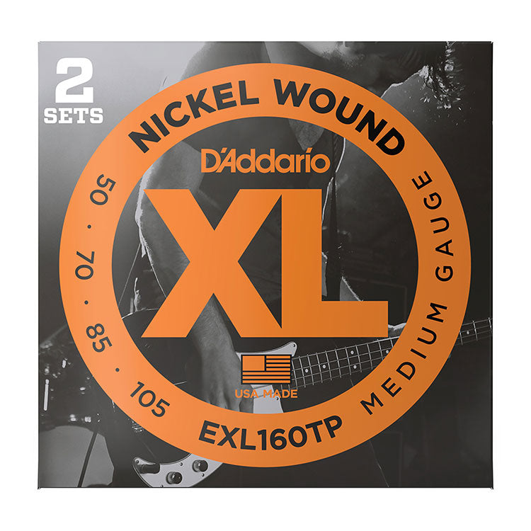 D'Addario EXL160TP Medium, Long Scale, 50-105, XL Nickel Bass Strings 2-Pack