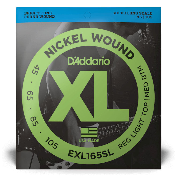 D'Addario EXL165SL Regular Light Top / Medium Bottom, Super Long Scale, 45-105, XL Nickel Bass Strings