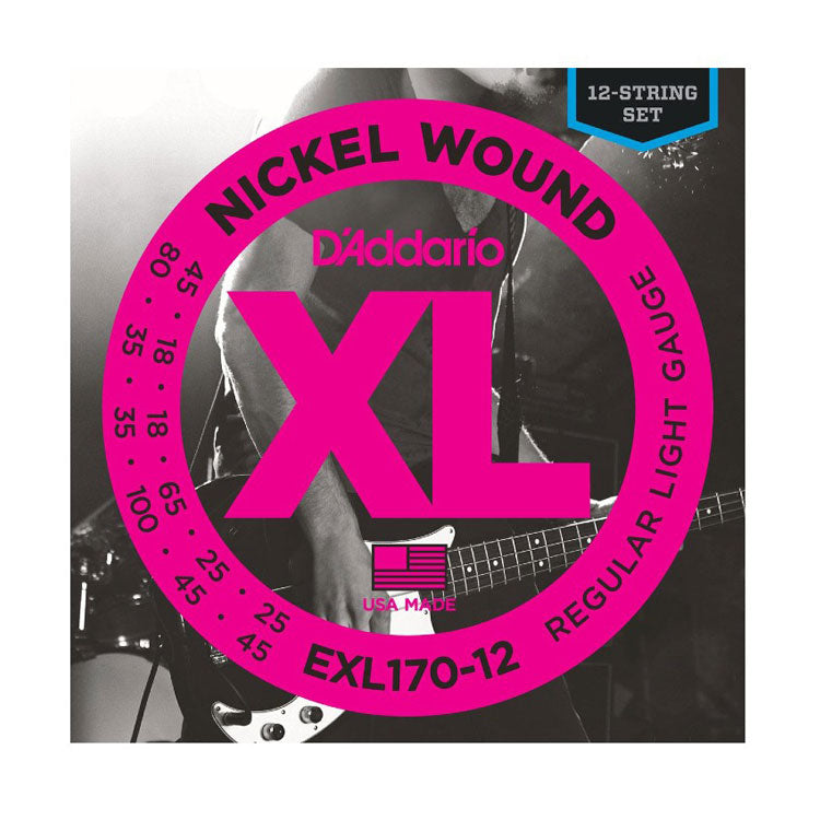 D'Addario EXL170-12 Regular Light 12-String, Long Scale, 45-100, XL Nickel Bass Strings
