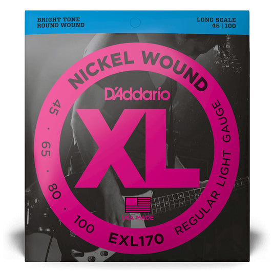 D'Addario EXL170 Regular Light, Long Scale, 45-100, XL Nickel Bass Strings
