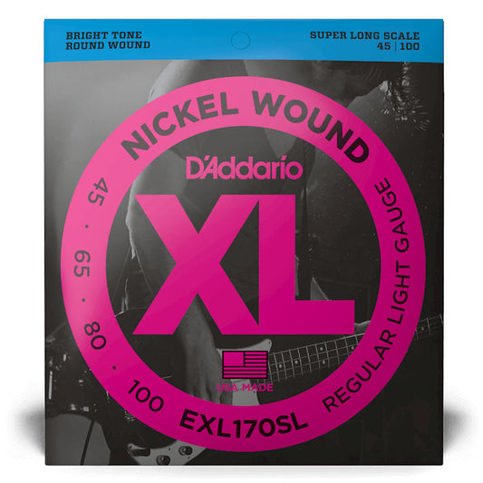 D'Addario EXL170SL Regular Light, Super Long Scale, 45-100, XL Nickel Bass Strings