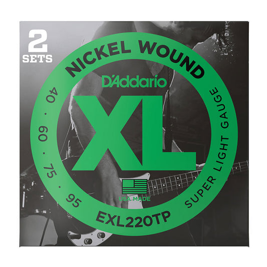 D'Addario EXL220TP Super Light, Long Scale, 40-95, XL Nickel Bass Strings 2-Pack