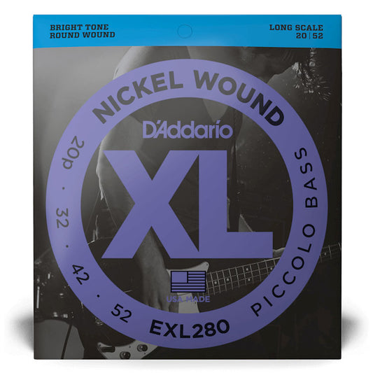 D'Addario EXL280 Piccolo, Long Scale, 20-52, XL Nickel Bass Strings
