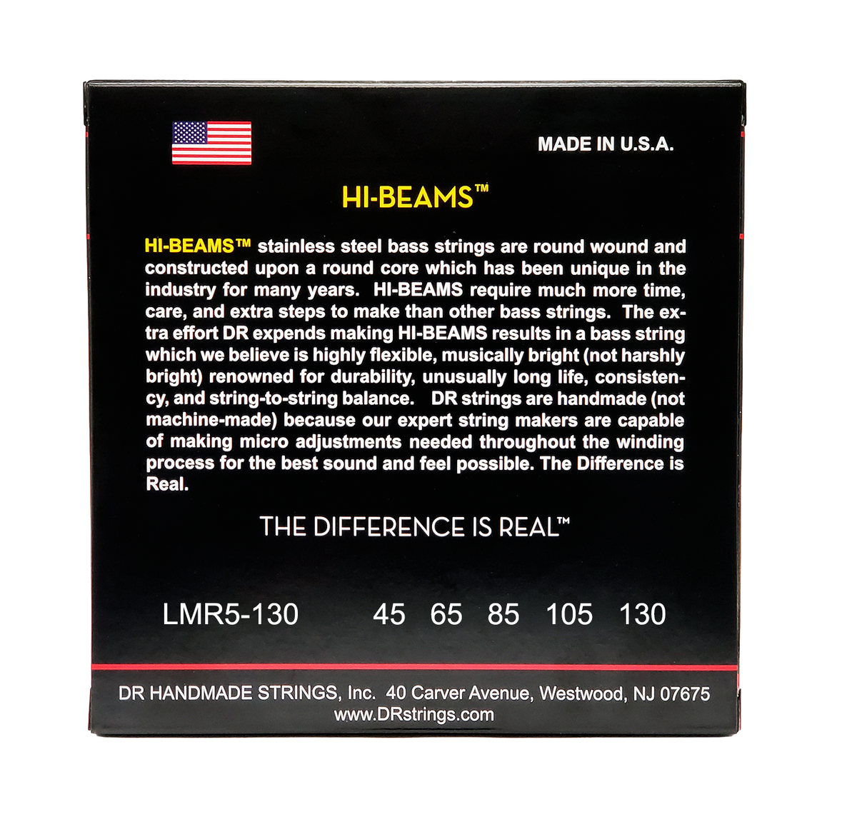 130 String Bass DR LMR5-130 HI-BEAM Bass Strings, 5-String 45-130 Extra Long Scale ...