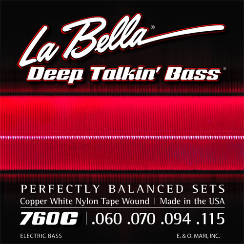 La Bella 760C Copper White Tapewound Standard 4-String Bass Set .060-.115