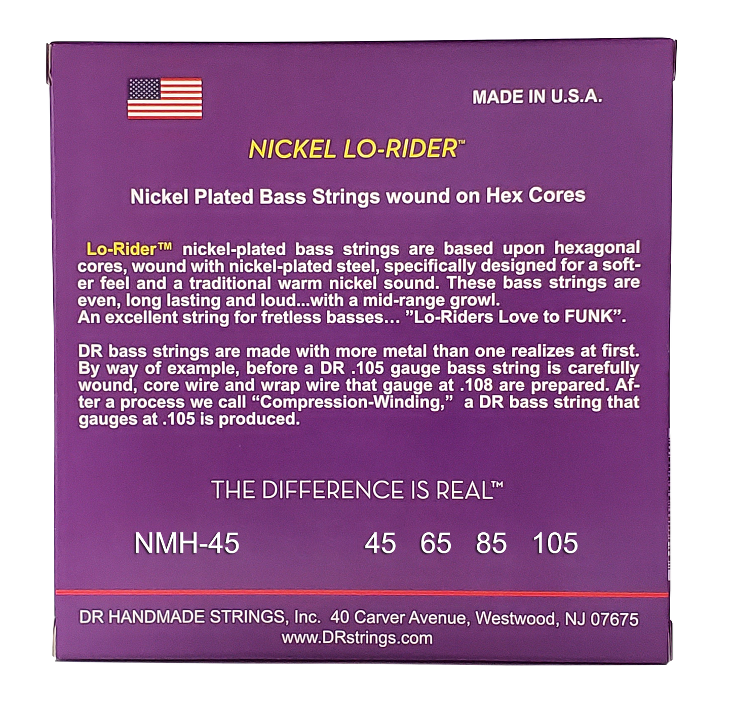 DR NMH-45 Nickel LO-RIDER Bass Strings, 4-String 45-105