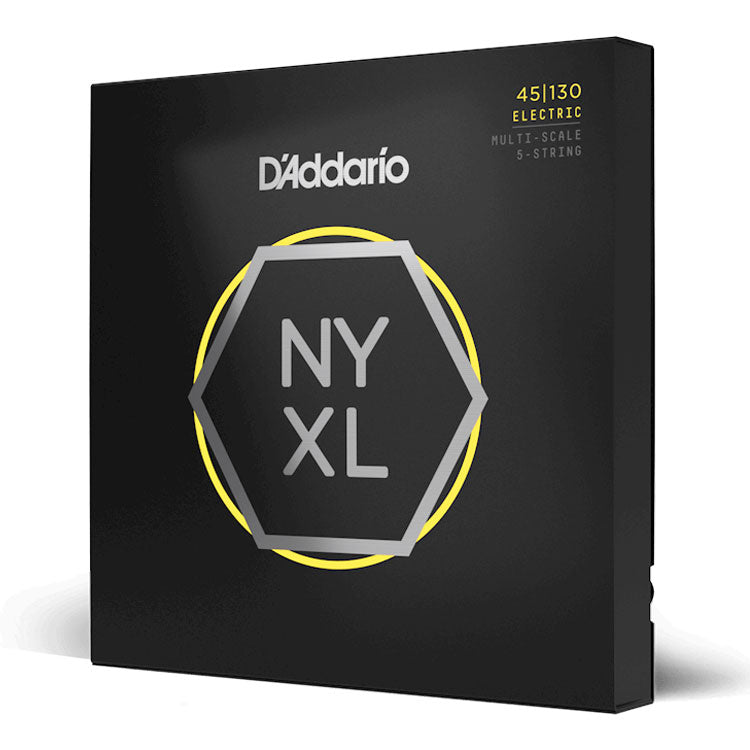 D'Addario NYXL45130MS Nickel Wound Bass Guitar Strings, Regular Light 5-String, 45-130, Multiscale