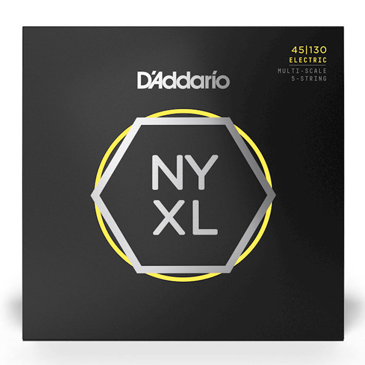 D'Addario NYXL45130MS Nickel Wound Bass Guitar Strings, Regular Light 5-String, 45-130, Multiscale