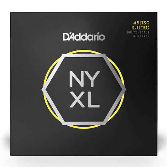 D'Addario NYXL45130MS Nickel Wound Bass Guitar Strings, Regular Light 5-String, 45-130, Multiscale