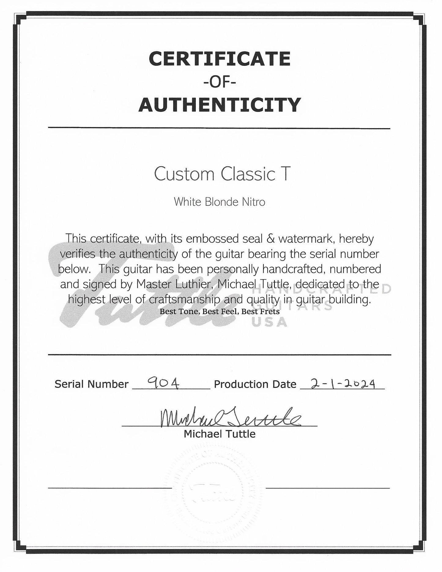 Tuttle Custom Classic T White Blonde / Maple