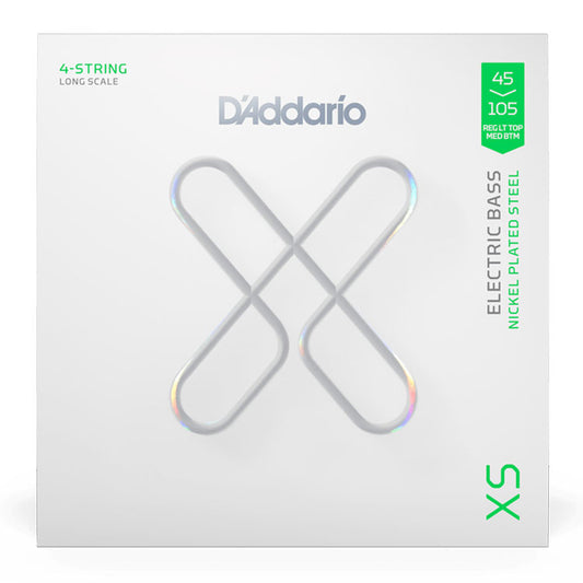 D'Addario XSB45105 Regular Light Top/Medium Bottom, Long Scale, 45-105, XS Nickel Bass Strings