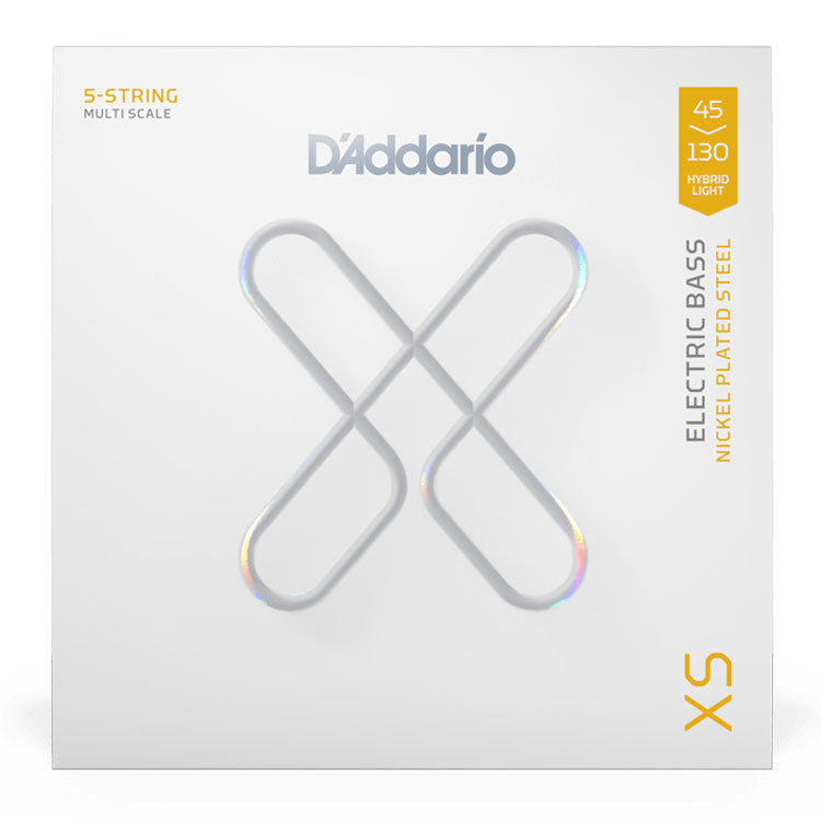 D'Addario XSB45130MS Hybrid Light 5-String, Multiscale, 45-130, XS Nickel Bass Strings