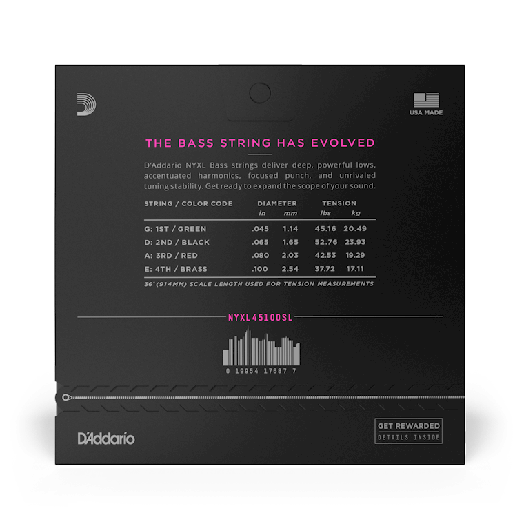 D'Addario NYXL45100SL Nickel Wound Bass Guitar Strings, Regular Light, 45-100, Super Long Scale