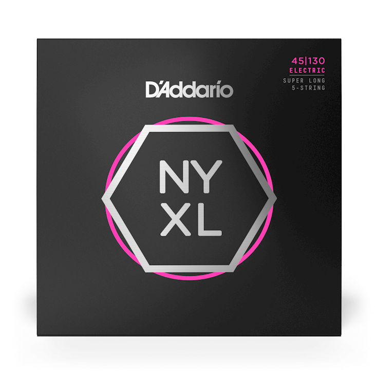 D'Addario NYXL45130SL Nickel Wound Bass Guitar Strings, 5-string Regular Light, 45-130, Super Long Scale
