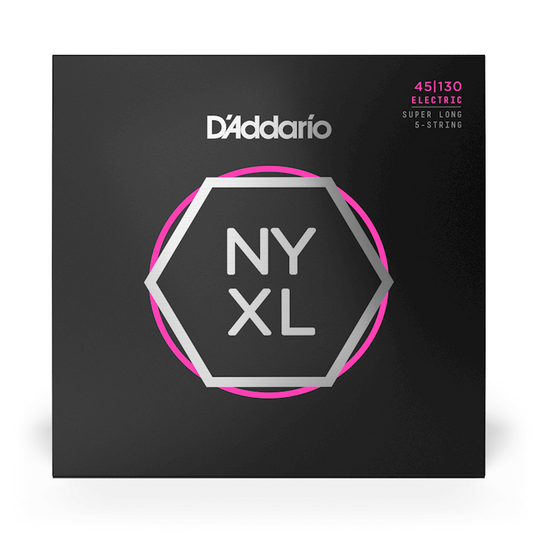 D'Addario NYXL45130SL Nickel Wound Bass Guitar Strings, 5-string Regular Light, 45-130, Super Long Scale