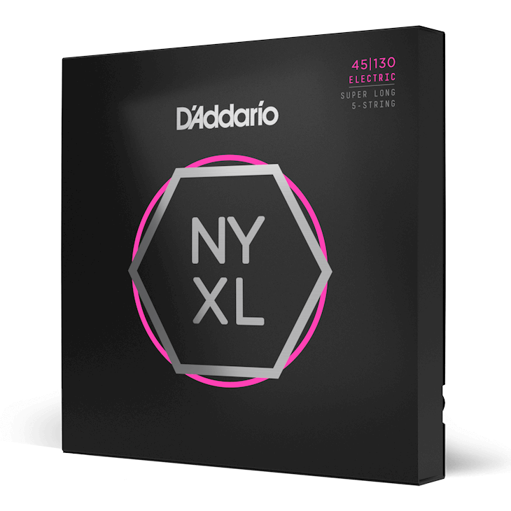 D'Addario NYXL45130SL Nickel Wound Bass Guitar Strings, 5-string Regular Light, 45-130, Super Long Scale