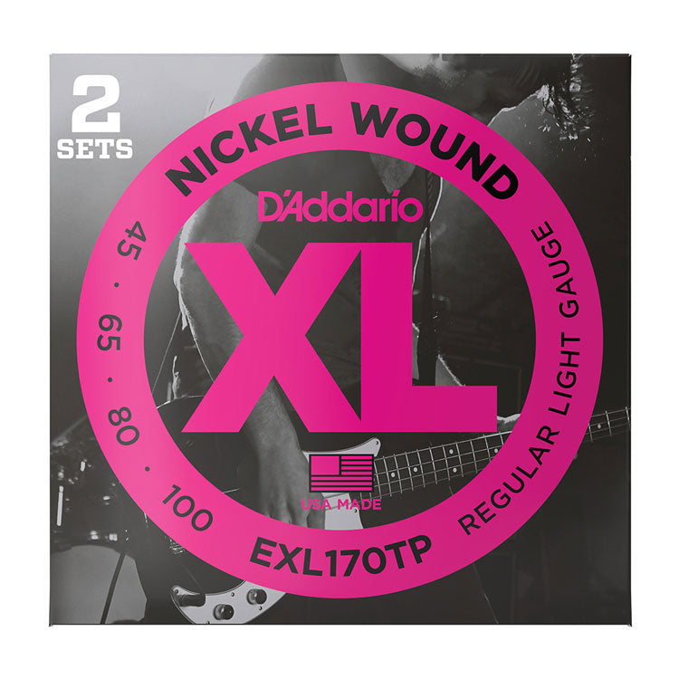 D'Addario EXL170TP Regular Light, Long Scale, 45-100, XL Nickel Bass Strings 2-Pack