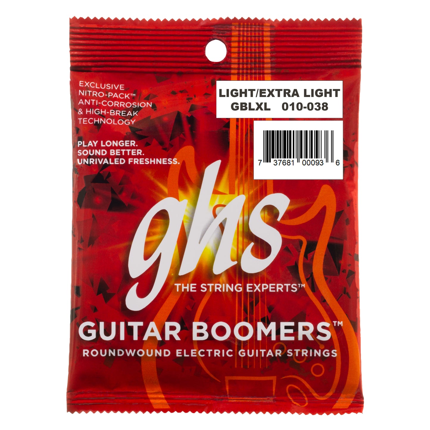 GHS GBLXL Guitar Boomers Electric Guitar Strings .010 - .038 Light / Extra Light