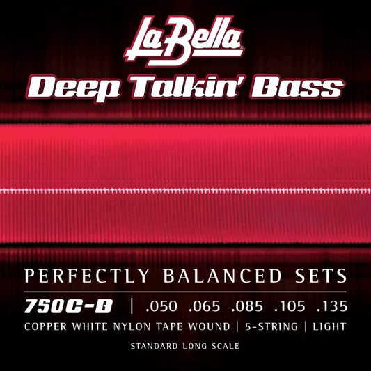 La Bella 750C-B Copper White Tapewound Light 5-String Bass Set .050-.135