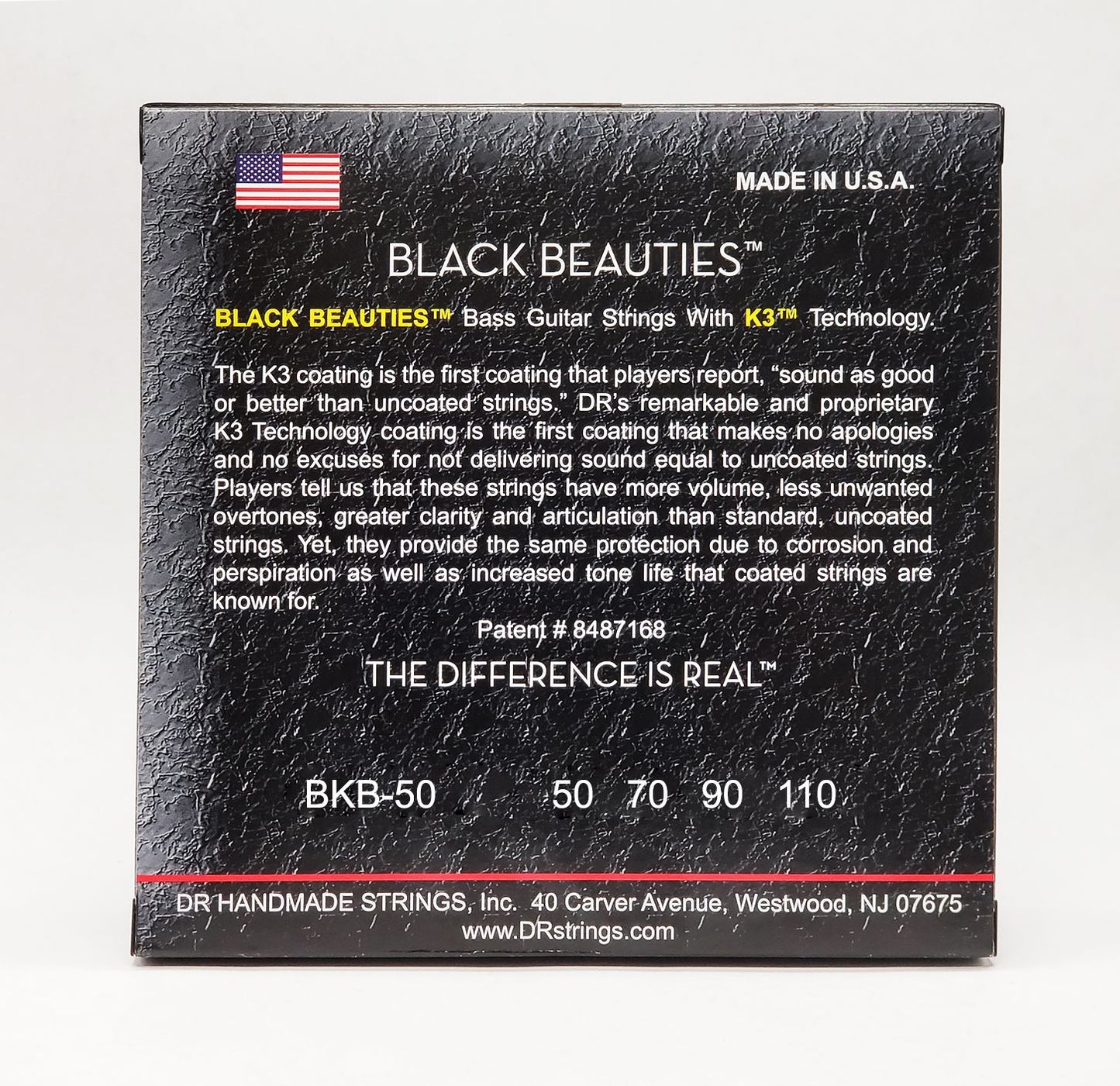 DR Black Beauties Coated Bass Strings, 4-String 50-110, BKB-50