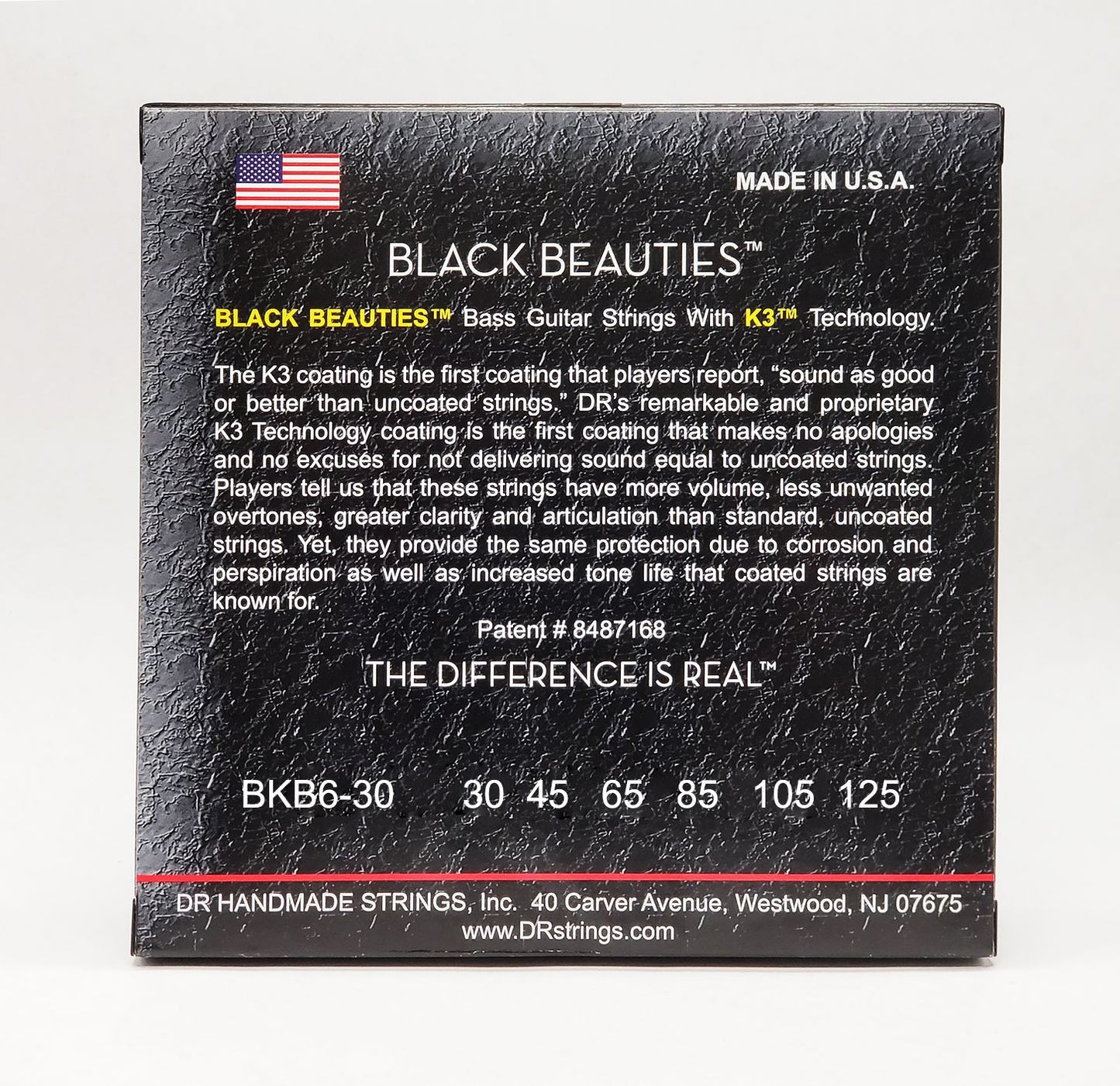 DR Black Beauties Coated Bass Strings, 6-String 30-125, BKB6-30