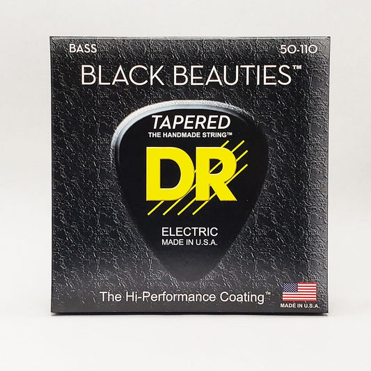 DR Black Beauties Coated Bass Strings, 4-String 50-110 Tapered, BKBT-50