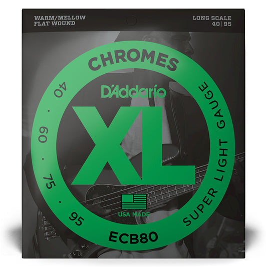 D'Addario ECB80 Chromes Bass Guitar Strings, Light, 40-95, Long Scale